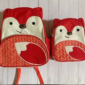 Skip Hop Zoo Little Kid Fox Backpack and Lunch bag Bundle Set